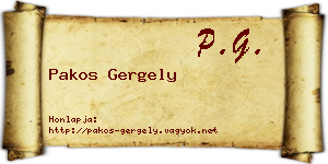 Pakos Gergely névjegykártya